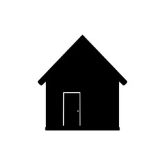 Wooden hut silhouette vector flat illustration design.