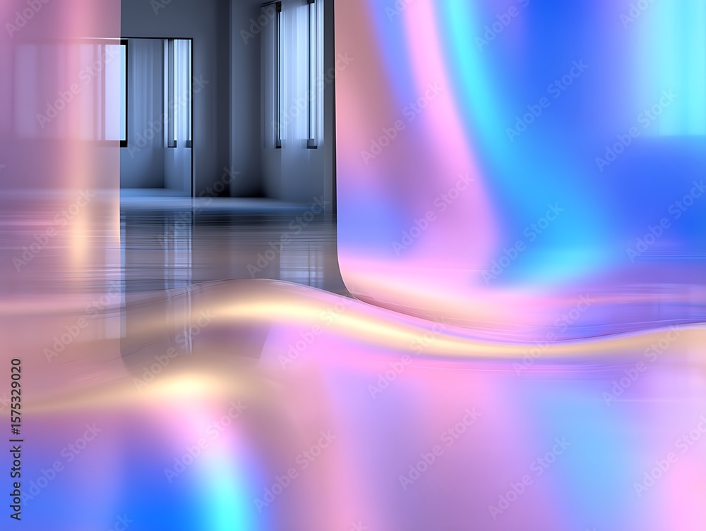 Aufkleber abstract interior space with colorful reflections and smooth curves creating a serene and modern atm
