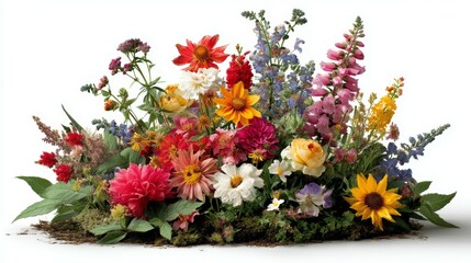 Vibrant Floral Arrangement with a Variety of Colorful Blossoms and Greenery Display