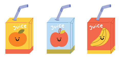 Fruit cardboard juice hand drawn set illustration collection