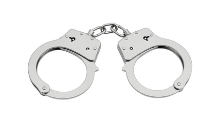 Stock photo of handcuffs law enforcement criminal justice arrest security police restrain stainless steel metal on transparent background