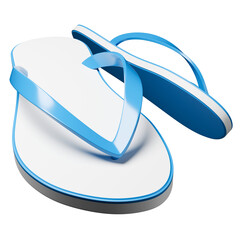 3d illustration icon of cool blue flip-flops for summer.