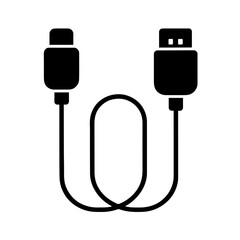 Charging Cable Silhouette Icon &mdash; Power Supply and Mobile Device Charging