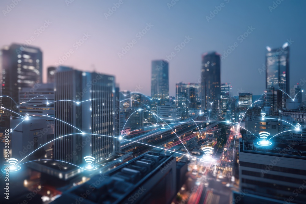 Aufkleber smart city systems using digital sensors and iot technology to improve urban infrastructure.