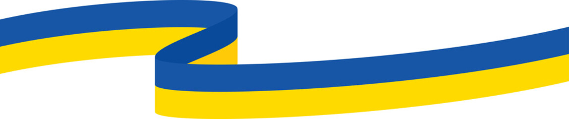 Blue and Yellow colored curved border background, as the colors of Ukraine flag. Flat design illustration.