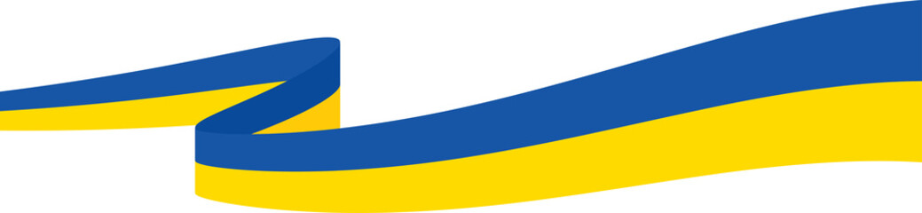 Blue and Yellow colored curved border background, as the colors of Ukraine flag. Flat design illustration.