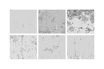 Collection of six abstract grayscale textured backgrounds with varying degrees of grunge and distressed patterns
