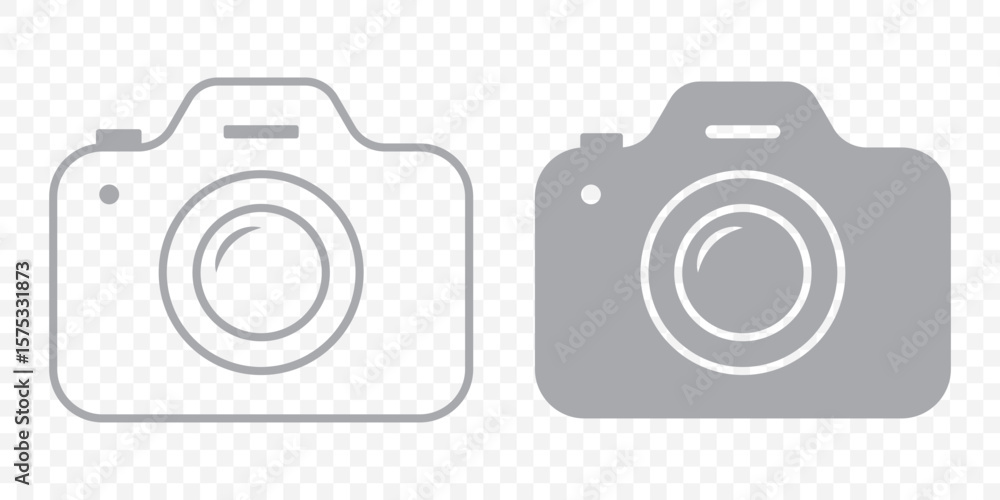 Poster camera icons set in black filled and stroke line style on transparent background. eps 10.