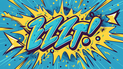 Sticker comic static electric shock with text ZZZT flat illustration