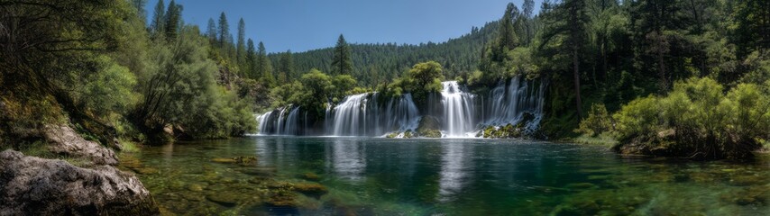 Fototapeta premium Panoramic waterfall view nature reserve hdr 360 degrees landscape