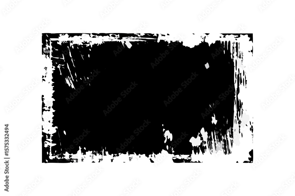 Poster abstract grunge textured border frame with distressed paint splatters and rough edges on a black bac