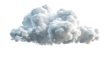 A fluffy white cloud floats peacefully, isolated on transparent background