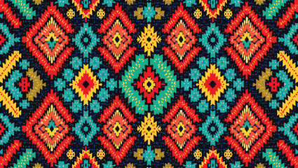 Traditional Yakan Filipino Textile – Vibrant Geometric Weave with Cultural Motifs & Colorful Ethnic Pattern