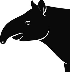 Black tapir profile silhouette animal wildlife