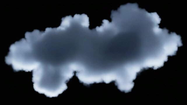 Isolated cloud formation drifts across the dark sky creating a striking visual element on a dark, empty background.