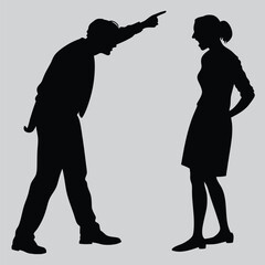 couple arguing silhouette vector design art and illustration
