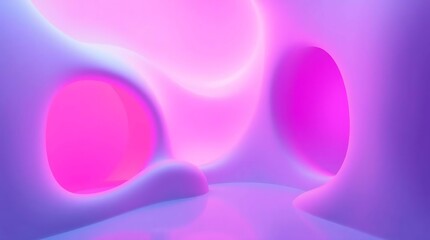 Colorful 3D rendering of modern abstract shapes in smooth purple and pink tones, futuristic gradient background ideal for branding, banners, websites, or visual presentations