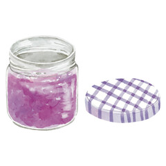 watercolor blueberry jam. Warm tone and watercolor texture perfect for home made menu, packaging, label.