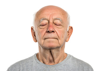 Obraz premium Close up portrait of a serene elderly man with eyes closed.