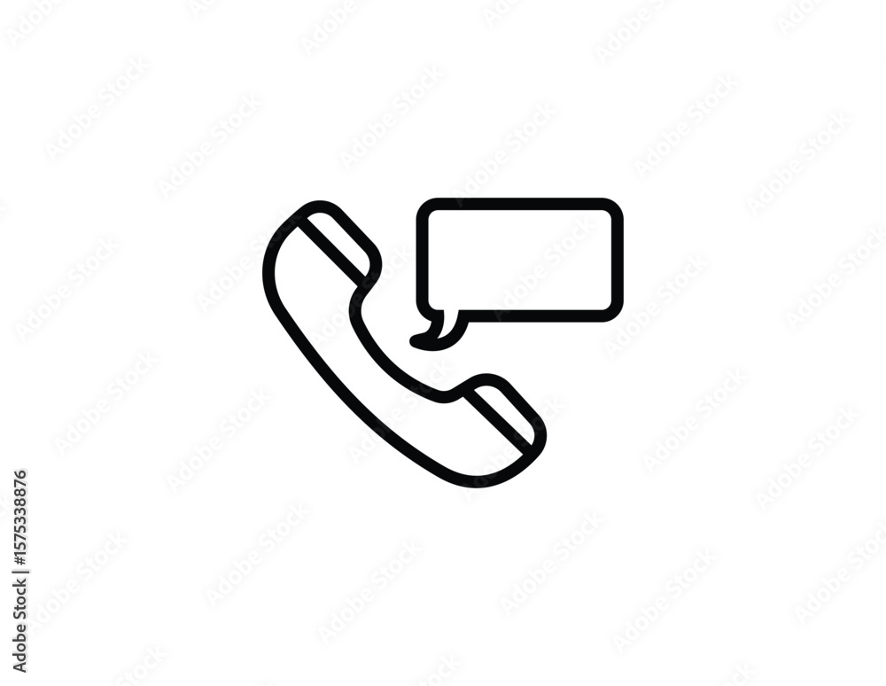 Poster telephone receiver with a speech bubble icon symbolizing communication and conversation isolated on 