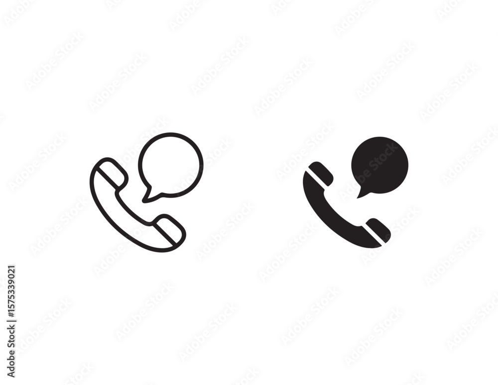 Poster two phone icons with speech bubbles representing communication and dialogue isolated on white backgr