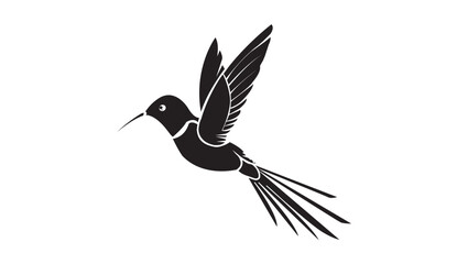 Black Bird Silhouette on White Background – Vector Illustration