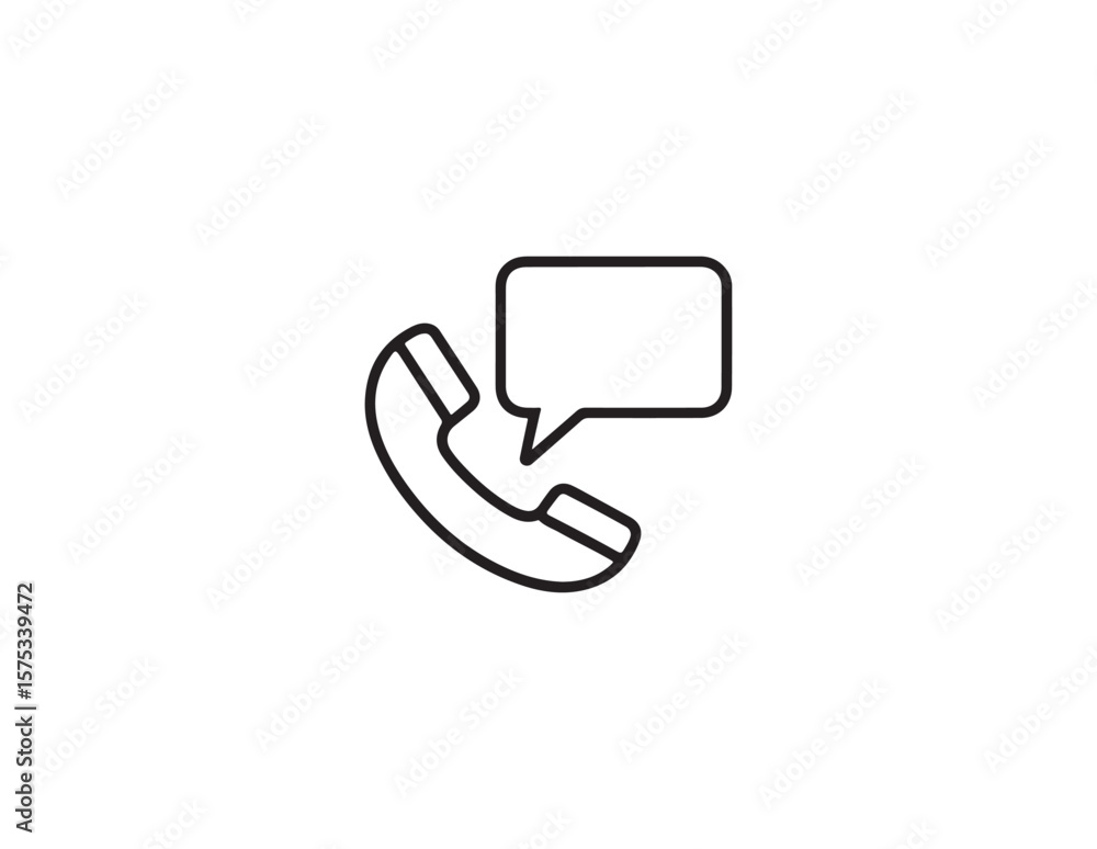 Poster phone handset with a speech bubble icon representing communication isolated on white background