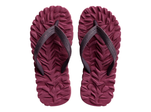 Maroon textured flip flops summer footwear beach sandals, On Transparent Background, Png