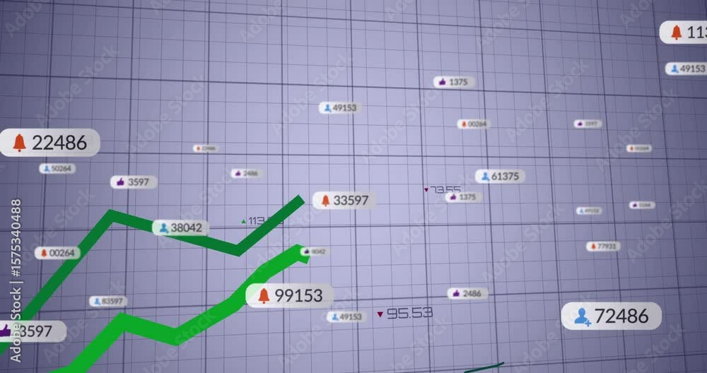 Poster opening 3d grid showing bars tags and icons green polyline branching and climbing visualizing data