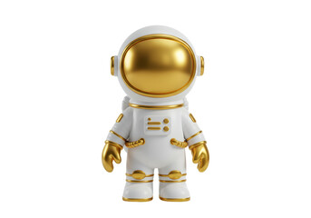 Isolated Cartoon Astronaut with Golden Visor Spaceman
