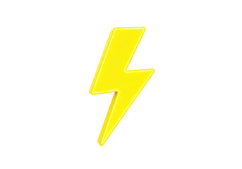 Isolated Vibrant Yellow Lightning Bolt Symbol