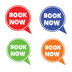 Book Now Icon Vector – Flat Design Booking Button for Travel and Event Platforms