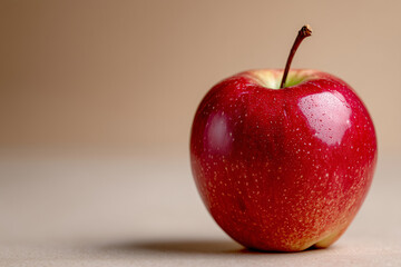 one red apple centered on warm cream backdrop, simple and clean, 