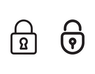 Two simple black lock icons with keyholes isolated on white background