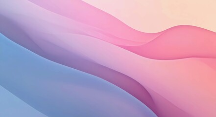Smooth flowing waves of soft pastel blue pink and peach colors create a gentle abstract background with a subtle textured effect