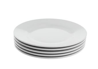 Isolated Stack of White Plates
