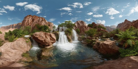 Panoramic waterfall view grand canyon hdr 360 degrees nature scenic