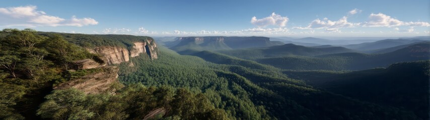 Breathtaking 360 degrees panoramic view of nature blue mountains hdr