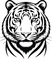 Fierce tiger face black and white feline big cat