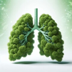 Conceptual green tree shaped like human lungs