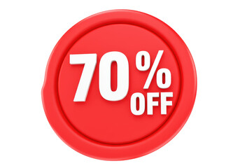 Isolated Red 70 Percent Off Circle Sign