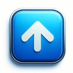 Glossy blue upload button with white upward arrow icon