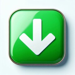 Glossy green download button with white arrow icon pointing downward
