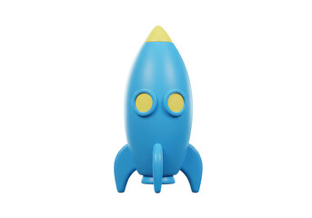 Isolated Blue Rocket with Yellow Accents Ready for Launch