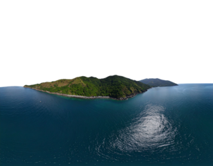 Panorama island, hill, mountain on transparent background. png file. for photo montag
