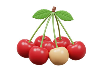 Isolated Bunch of Colorful Cherries Unique Yellow Cherry