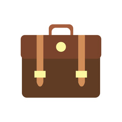 Briefcase vector isolated emoticon. Brown briefcase on white background. Vector illustration. 