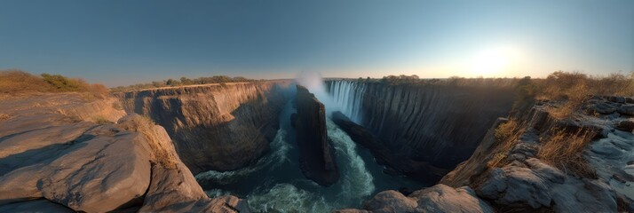 Victoria falls 360 degrees hdr panorama nature landscape sunset