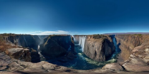 Stunning 360 degrees panoramic view of victoria falls hdr environment