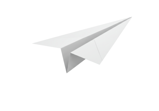 Isolated Simple White Paper Airplane